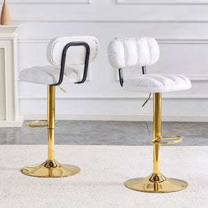Adjustable Height Bar Stools & Footrest For Kitchen Island (Set of 2)