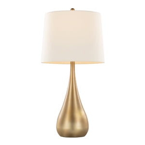 Pebble 29" Contemporary Metal Table Lamp Set in Gold with White Linen Shades - Set of 2