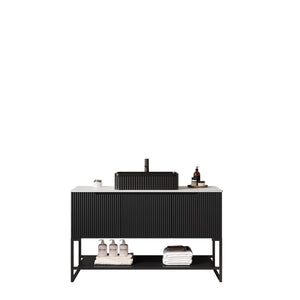 Tulio 48" Bathroom Vanity & Sink with 3 Doors and Open Shelf