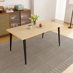 63-inch Modern Dining Table with Wooden Tabletop and Rust-Resistant Iron Legs