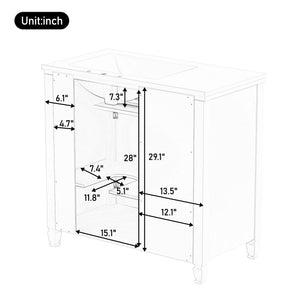 Modern Bathroom Vanity With Ceramic Sink, Freestanding