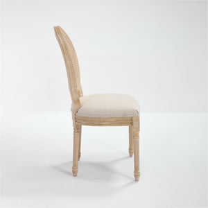 French Country Dining Chairs Set of 2 Upholstered with Rattan Back