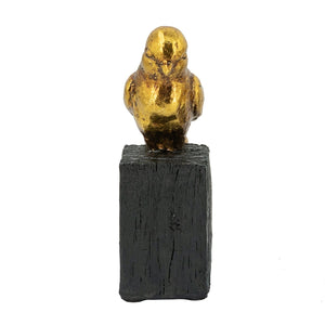 Gold Resin Songbird Sculpture on Black Faux Branch