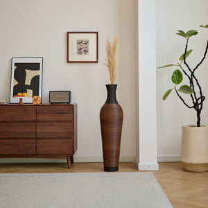 Tall Standing Designer Floor Vases With Elegant 2 Tone Finishes Ideal For Decorating Living Rooms, Bedrooms, Entryways Perfect For Decorating Your Home - Black / Gray