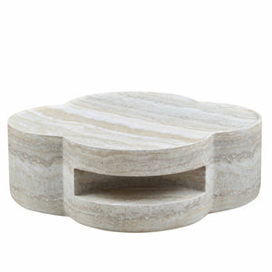 Clover Round Coffee Table With Open Storage - Marble