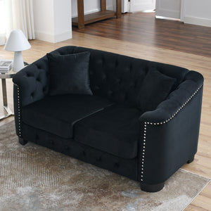 Modern Chesterfield Sofa With Tufted Backrest For Living Room