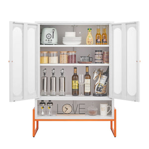 Modern Metal Shoe Cabinet With DoublebSided Doors And Adjustable Partitions