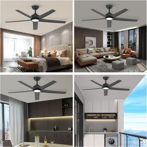 52 Inch Ceiling Fans with Lights, Large Air Volume Ceiling Fans with Reversible Quiet DC Motor and Remote