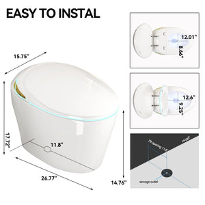 Unique Smart Toile With Built In Bidet, Auto Open / Close Seat, Foot Sensor, LED Display, Night Light, Warm Water & Dryer Ceramic