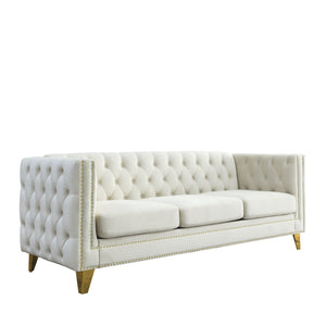 Modern Sofa With Button Tufting, Upholstered Couch For Living Room