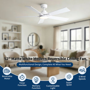 Reversible Motor Integrated LED Dimmable Ceiling Fan With Light