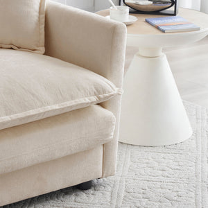 Oversized U Shape Sofa with 2 Ottomans in Light Coffee