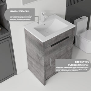 24 Inch Floating Bathroom Vanity with Ceramic Sink and Soft-Close Door