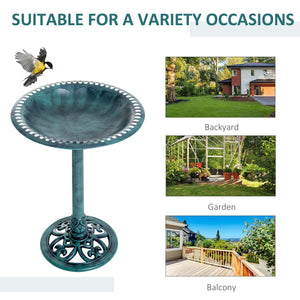 Outsunny 28'' Bird Bath Outdoor Resin Decor with Fleur De Lis Pattern
