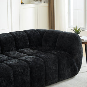 Quilted Cloud Sofa With Rounded Armrests And Piano Key Backrest Design