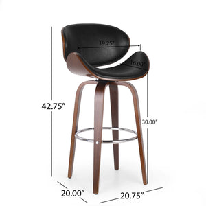 Lumos Mid Century Modern Upholstered Swivel Barstool