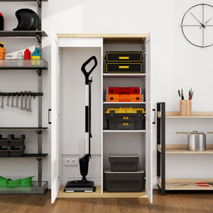 55.1" Tall Wooden Vacuum Storage Cabinet with Adjustable Shelf