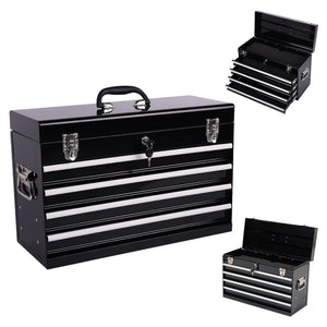 Heavy Duty Metal Tool Box, 21-inch with 4 Drawers