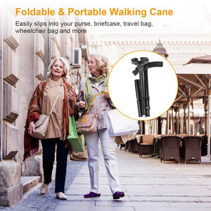 Foldable Canes Walking Cane w/LED Light Portable Walking Stick Adjustable Height Aluminum Walking Aid Stick for Men Women