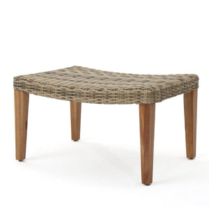 Outdoor Rattan Wicker Ottomans - Gray