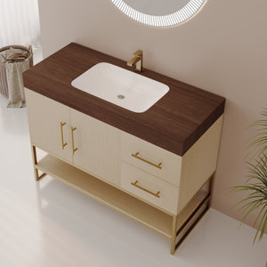 36" Modern Free-Standing Bathroom Vanity with Seamless Ceramic Sink & Sintered Stone Top