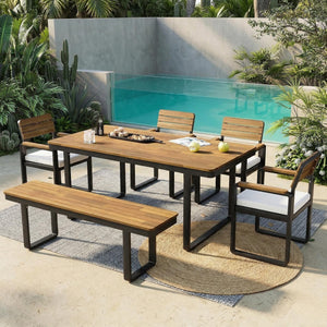 6-Piece Outdoor Dining Set with Acacia Wood