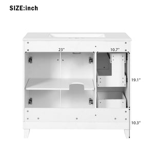 Bathroom Vanity With Sink, Soft Close Doors, Adjustable Shelves