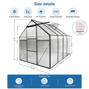 Polycarbonate house Raised Base And Anchor Aluminum Heavy Duty Walk-In houses For Outdoor Backyard In All Season