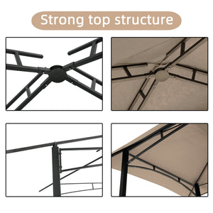 Outdoor Grill Gazebo 8 x 5 ft with Double-Tier Soft Top Canopy