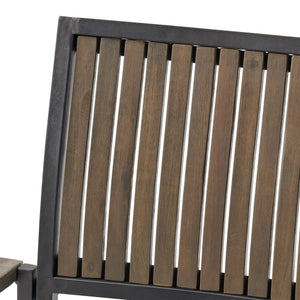 Vermilion Outdoor Dining Chair With Vertical Slat And Wooden Arm