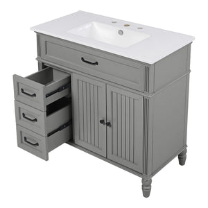 Bathroom Vanity With Sink, Freestanding Cabinet & Drawers