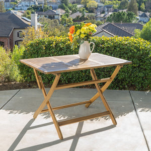 Blissique Outdoor Foldable Wood Dining Table With Slat Design