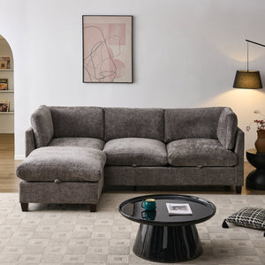 Chenille Upholstered L-Shape Sectional Couch