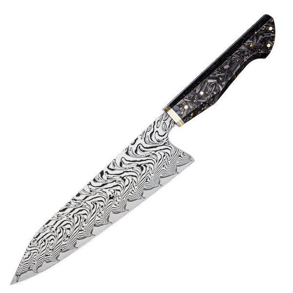 Increda Japanese Chef Knife VG-10 Damascus Steel Blade with Carbon Fiber Handle and Sheath