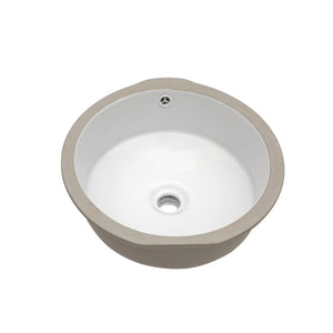 Ceramic Round Undermount Bathroom Sink With Overflow, European Style - White