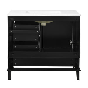 Bathroom Vanity, Modern Bathroom Cabinet With Sink Combo Set, Bathroom Storage Cabinet With A Soft Closing Door And 3 Drawers, Solid Wood Frame