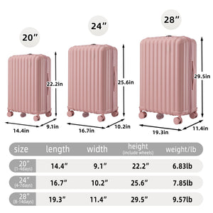 20" / 24" / 28" 3 Pieces / Set Spinner Wheel Luggage, Carry On Suitcase, With Cup Holder & USB Port & Phone Holder