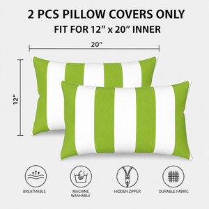 4 Pack Outdoor Lumbar Pillow Covers - 12x20 Inch