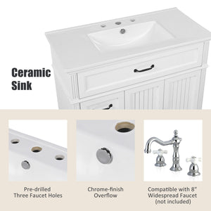Bathroom Vanity With Sink, Freestanding Cabinet & Drawers