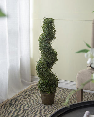 7.5x7.5x35" 3 Foot Tall Artificial Spiral Boxwood Tree