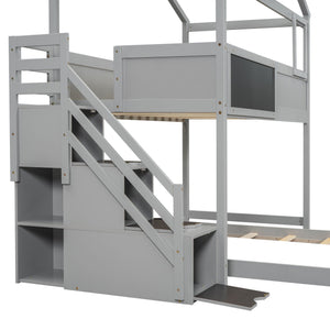House Style Bunk Bed With Storage Staircase And board