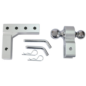 Alu - Adjustable Trailer Drop Hitch With 2" Receiver, 6" Adjustable - Silver