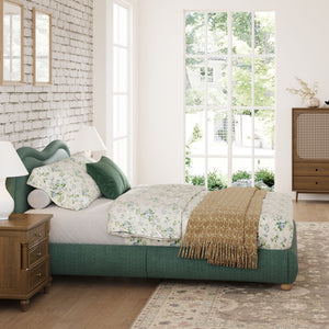 Upholstered Platform Bed Frame With Curved Headboard