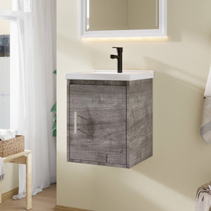 16" Floating Bathroom Vanity, Wall Mounted Plywood Cabinet