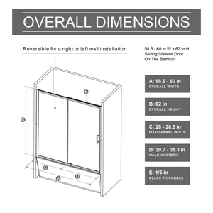 Single Sliding Shower Door For Bathtub With Handle - Chrome