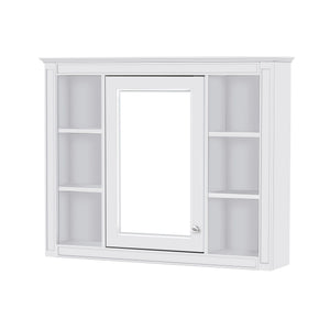 Wall Mounted Medicine Cabinet With Mirror, Storage Cabinet Featuring 6 Open Shelves And Adjustable Interior