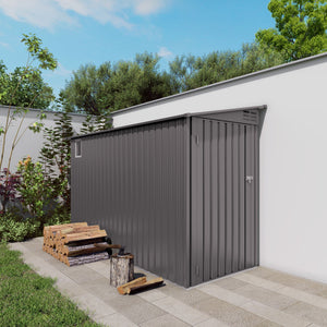Lean To Shed With Windows, Tool House With Sloping Roof With 2 Vents And 1 Side Open Door For Backyard - Gray