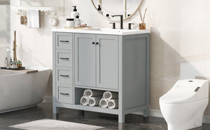 36" Bathroom Vanity with Sink Top and Storage Cabinet