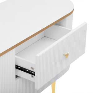 Modern TV Stand For TVs Up To 80", Entertainment Center With 4 Drawers And 1 Cabinet, Wood TV Console Table With And Handles For Living Room - White