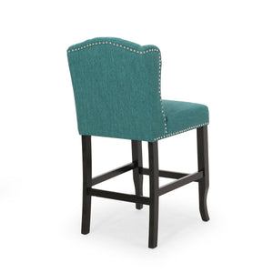 Vienna Fabric Tufted Counter Stool With Nailhead Accents (Set of 2)